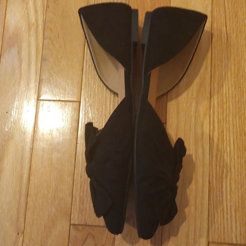 -- Torrid faux black suede big bow D'orsay rubber sole flats